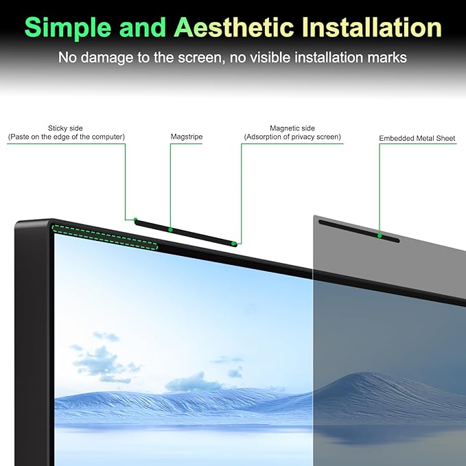 [2 Pack] Magnetic 27 Inch Privacy Screen for 16:9 Aspect Ratio Widescreen Computer Monitor, Anti Glare Blue Light Protector Shield Filter for Eyes, Removable Computer Monitor Privacy Screen 27 inch