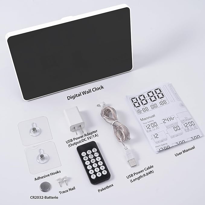 SZELAM Digital Clock Large Display,11.5"Digital Wall Alarm Clock with Remote Control,LED Oversized Electric Clock with Calendar,12/24H,Adjustable Brightness Large Clock for Home Office Kitchen Bedroom