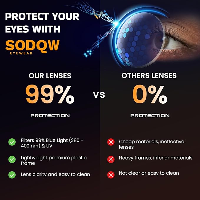 SODQW Gaming Blue Light Blocking Glasses for Men Women Reduce Eyestrain Orange Aviator Eyeglasses for Computer TV