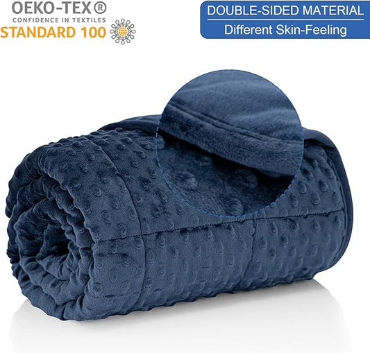Kids Weighted Blanket Twin 7lbs (41"×60",Navy Blue) Breathable Soft Minky Weighted Throw Blanket for All Season,Heavy Blanket with Premium Glass Beads
