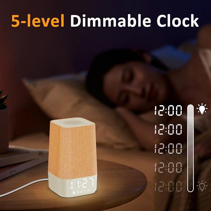 White Noise Sound Machine: 30 Soothing Sounds, Sunrise Alarm Clock for Adults Gentle Wake Up, Adjustable Volume & Night Light, Timer - Easy to Sleep, Relax, Focus