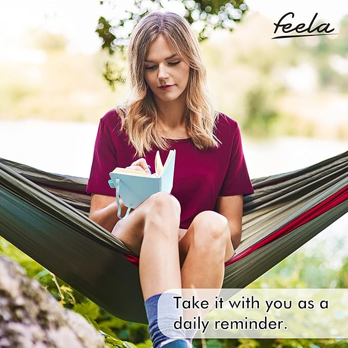 feela 3 Pack Pocket Small Notebook Journals, Mini Cute Memo Notepad Hardcover College Ruled Lined Journals with Pen Holder for Women Girls Office School, with 3 Black Pens, 3.5”x 5.5”, A6, Sky Blue