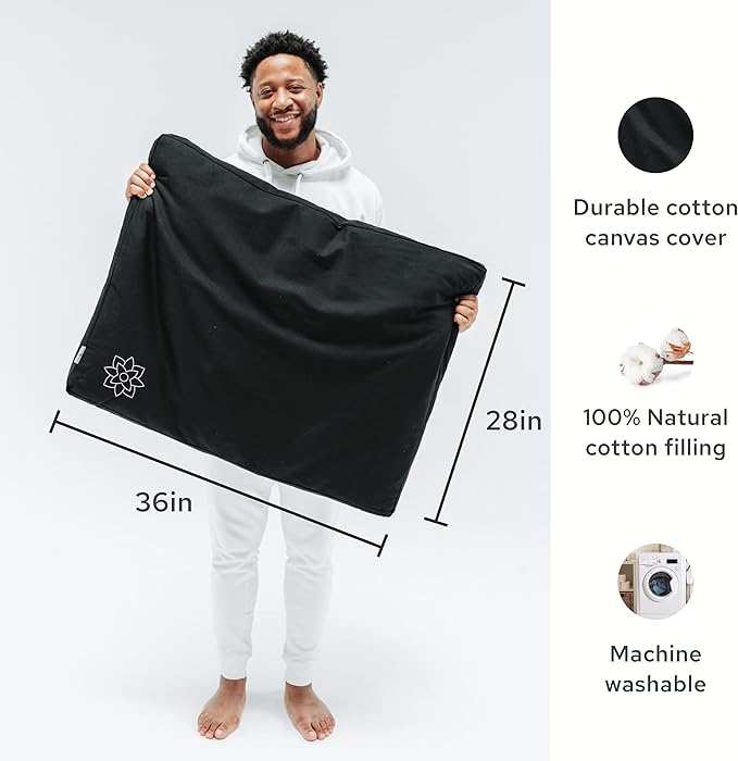 Mindful & Modern Zabuton Meditation Mat - Cotton Filled Yoga and Meditation Pad - Zabuton Meditation Cushion for Kneeling and Sitting Support - Large Rectangular Sitting Floor Pillow for Bench or Zafu