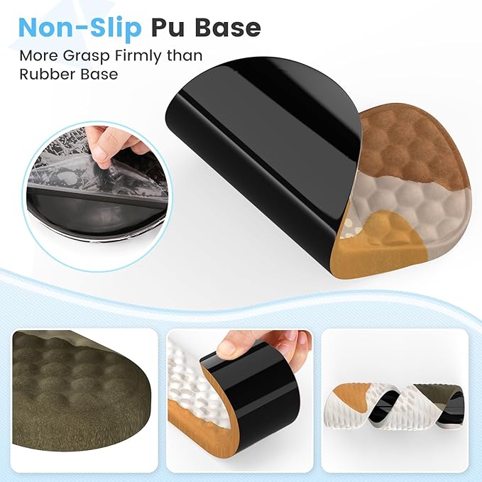 HAOCOO Ergonomic Mouse Pad with Wrist Rest and Keyboard Wrist Rest, 3 PCS Computer Carpal Tunnel Mouse Pads for Desk with Coaster Set, Memory Foam Keyboard Wrist Support for Laptop Office, Boho Beige