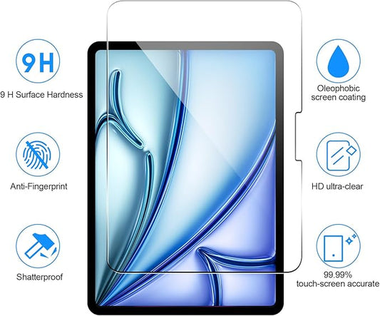 SIBEITU for iPad Air 11 Inch M3 2025 & M2 2024 Screen Protector, 2 Pack iPad Air 7th/6th Generation Tempered Glass Film, 9H Anti-Scratch HD Compatible Face ID & Case Friendly for iPad Air 11" 7/6 Gen