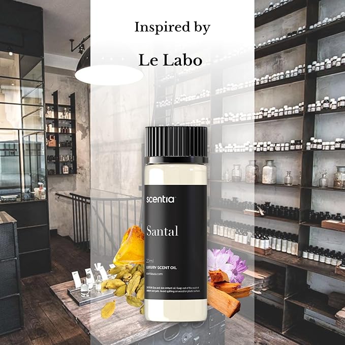 Santal Diffuser Oil – Premium 20ml Santal-Inspired Blend – Sandalwood, Amber, Musk, Cedar, Cardamom – Luxury Fragrance Oil for Ultrasonic & Waterless Diffusers – Made in USA