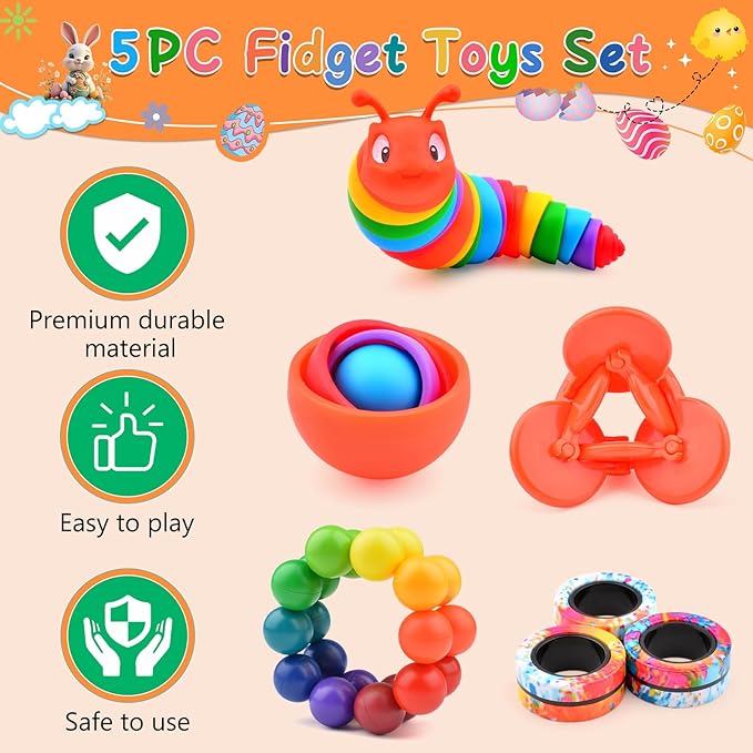 Fidget Toys for Kids 8-12 Pack, Sensory Toys Set Easter Basket Stuffers for Adults Teen Autism, Fidget Spinner, Sensory Ball Desk Toy Stress Relief Gift for ADHD Toddler