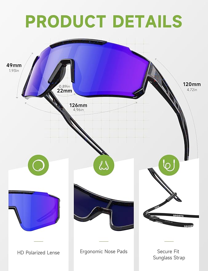 Kids Polarized Baseball Sunglasses for Boys Girls - Youth Softball Cycling Sports Sunglasses UV Protection Goggles