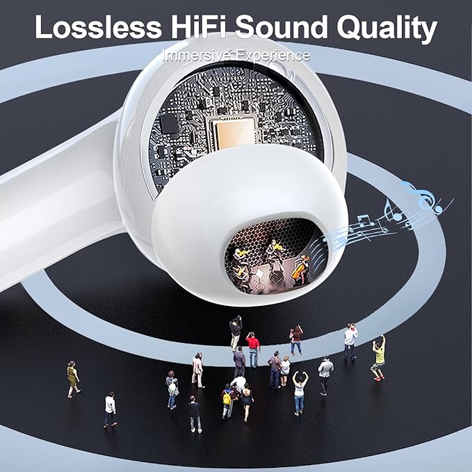 ZIUTY Wireless Earbuds Bluetooth Headphones, 50H Playtime Ear Buds with Mic, LED Digital Display Charging Case, IPX7 Waterproof, Deep Bass Stereo, in-Ear Earphone for iPhone Andriod Phone