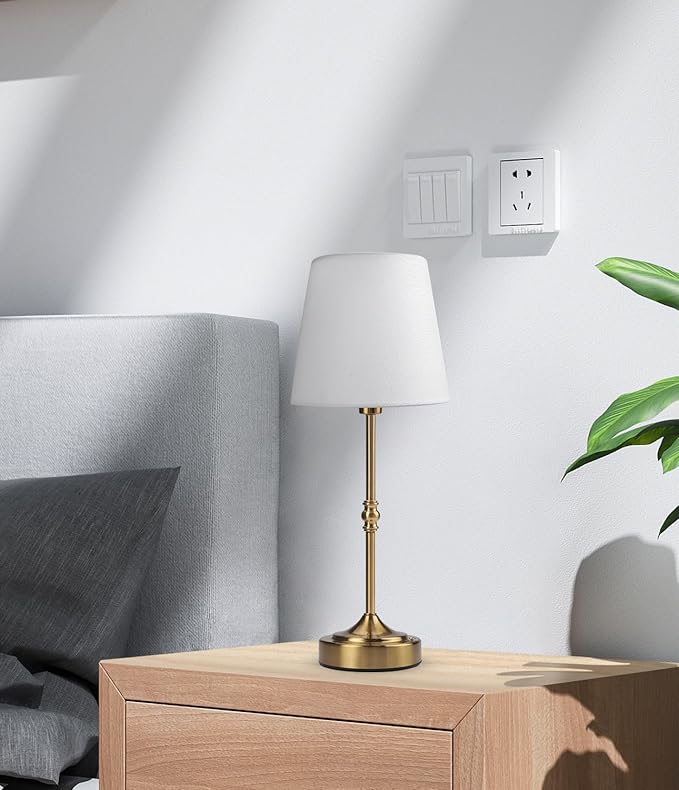 2 Pack Rechargeable Cordless Table Lamp, 5000mAh Battery Operated Lamp, Wireless 3-Level Dimmable Touch Lamp, Portable Night Bedside Brass Lamp, Desk Light for Patio Restaurant Dinning