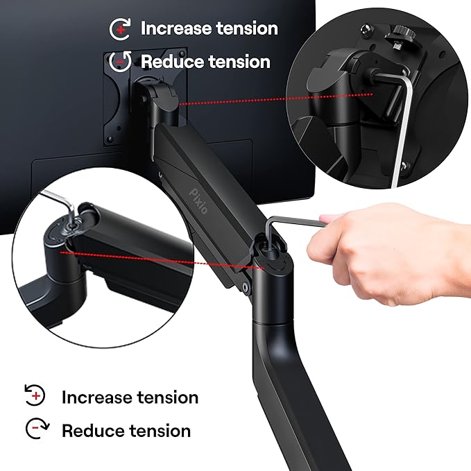 Pixio PS2D Ultrawide Heavy-Duty Premium Dual Monitor Arm Stand Desk Mount - Fits up to 35 inches Two Monitors, Weights up to 33 lbs Each, Height Adjustable, Compatible with VESA 75x75mm 100x100mm