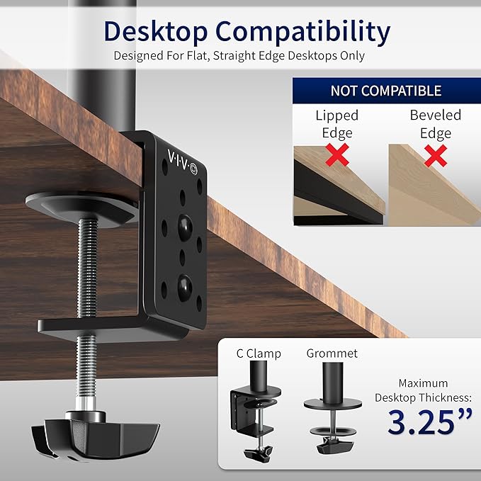 VIVO Extra Tall Single Monitor Desk Mount, 39 inch Pole VESA Stand for 13 to 32 inch Screens and up to 38 inch Ultrawides, Holds 22 lbs, Black, STAND-V011