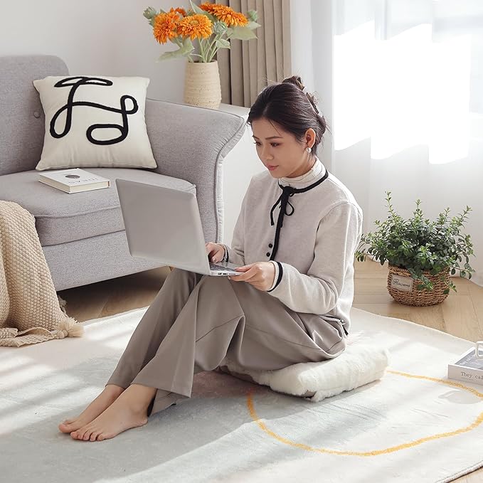 LITA Folding Footrest Stool, Portable Ottoman Foot Rest, Upholstered Small Foldable Ottoman Stool with Detachable Thick Cotton Cushion Padded Sofa Stool for Living Room, Bedroom, Plush Beige