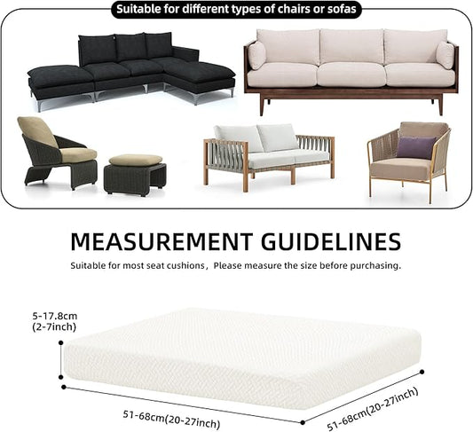 8Pcs Stretch Patio Cushion Cover Outdoor Cushion Cover Replacement Slipcovers Outdoor Cushion Covers Thick Jacquard Textured Twill Fabric Porch Patio Furniture Protector(Cream，Cover，Only)