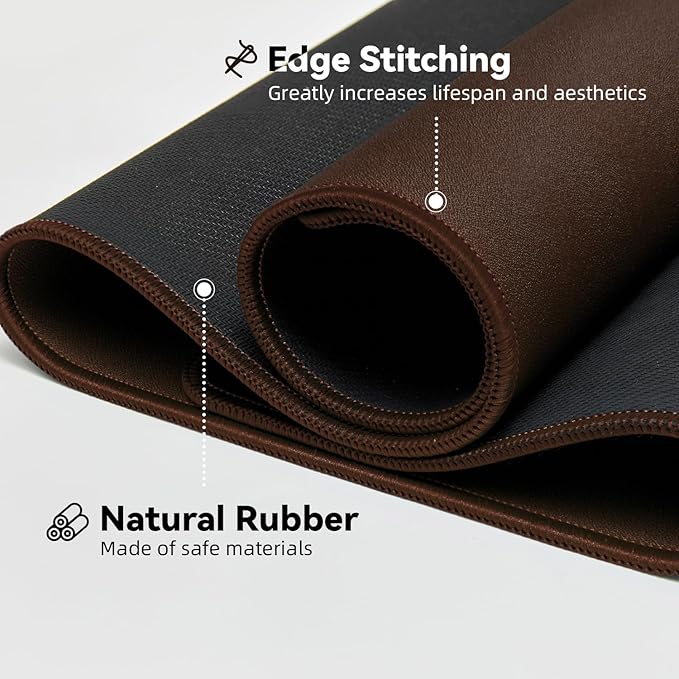 Waterproof Large Gaming Mouse Pad with Durable Stitched Edges, Non-Slip Rubber Base, Grainy Jacquard Mouse Mat Desk Pad for Home Office Gaming, 15.74"x35.43"x0.12", Coffee