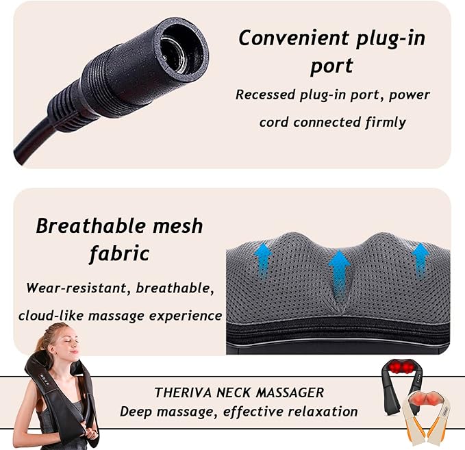 Herfes Neck Massager, Official Herfessmartlife Neck Shoulder Back Massager with Heat & Compression, 16 Massage Nodes, Ergonomic U-Shaped, Deep Tissue 3D Kneading Herfes, Ideal Gift (Black)