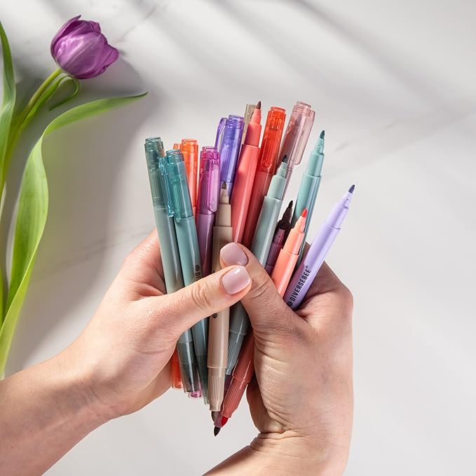 DIVERSEBEE Dual Tip Bible Highlighters and Pens No Bleed, 8 Pack Quick Dry Highlighters Set, Cute Markers, Bible Study Journaling School Office Supplies and Accessories (Boho)