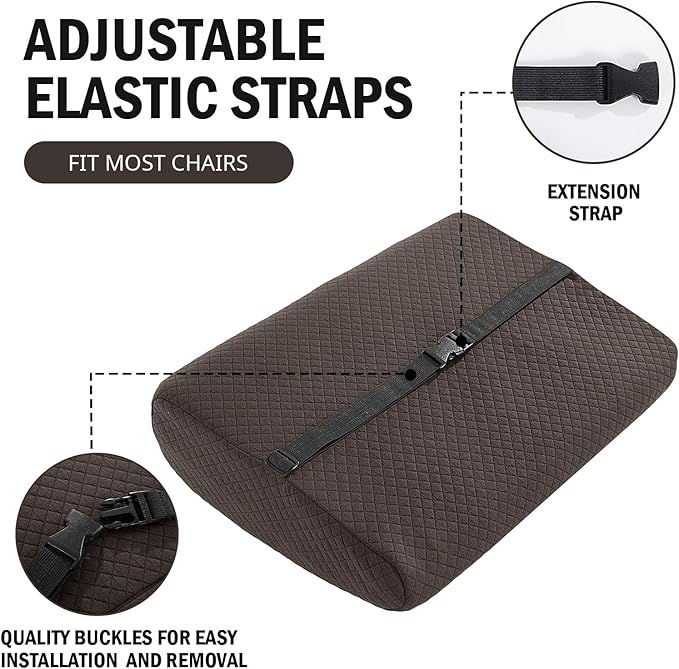 HOMBYS Lumbar Support Pillow for Recliner Chair, Memory Foam Back Support Cushion for Elderly,Extra Large Lumbar Support Pillow,Thick Backrest for Home Reading (Dark Coffee, 20“x13.5"x5")