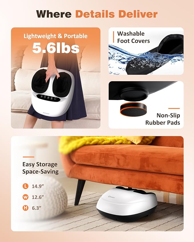 Shiatsu Foot Massager Machine with Heat & Remote, 2025 Upgraded Deep Kneading Feet Massager for Plantar Fasciitis & Neuropathy, 3 Heat Levels, Multi-Mode Massage, Auto-Off Timers, Gifts for Women Men