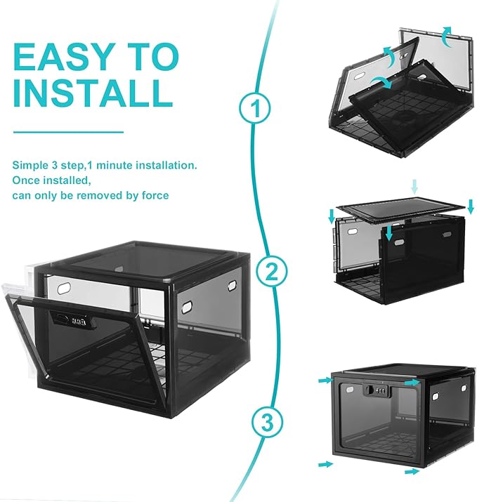 Lalifebuss Combination Lock Boxes for Personal Items, Lockable Storage Box for Office Locker/School/Medicine/Snacks/Phone Jail/Electronic/Home (2 Pack/Black)