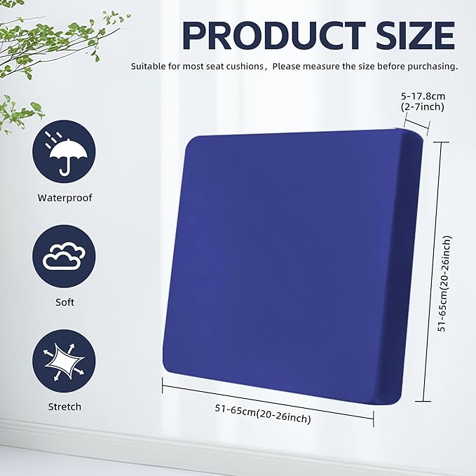 8Pcs Outdoor Cushions Covers Waterproof, Patio Cushion Covers, Stretch Cushion Covers Replacement,Cushion Slipcovers, Furniture Cushion Covers (Lake Blue, 8PCS)