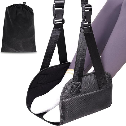 Lefeke Airplane Foot Hammock, Adjustable Foot Hammock for Plane Travel with 2 Straps, Plane Foot Rest with Support Plate, Foot Swing Airplane Travel Essentials