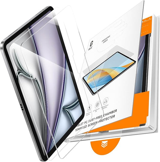 iGluz 2 Pack iPad Air 11-inch Screen Protector with M3/M2 2025/2024 (7th/6th Gen.) 9H+ Tempered Glass Screen Protector with Easy-Install Box,Apple Pencil Compatible,HD Clarity,Scratch Resistant