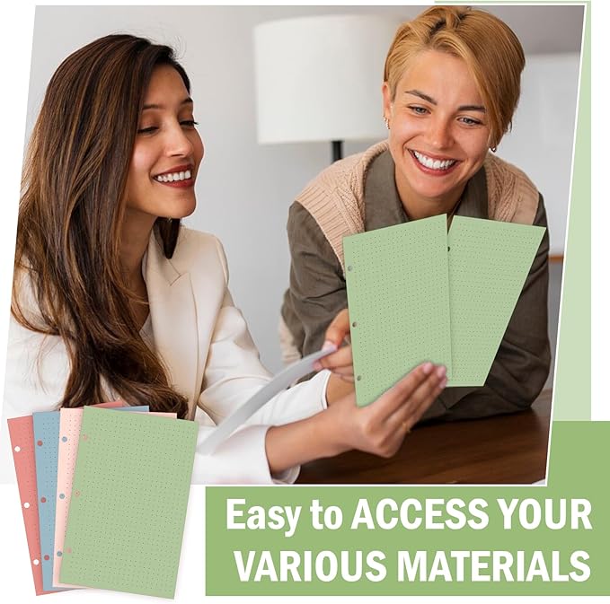 200 Sheets Half Letter 3 Hole Notebook Dot Grid Paper 5-1/2 x 8-1/2 Loose Leaf Paper for Mini Binder Colored Dotted Graph Paper Bulk Dotted Paper Refills for Planner Inserts for School Office