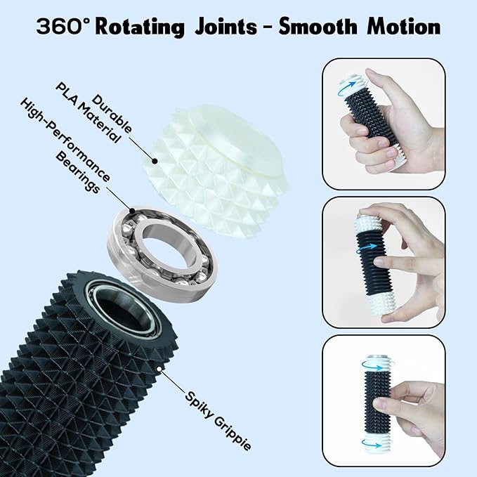 Little Pain Stim Ouchies Fidget Toys for Adults,3D Printed Spiky Pain Stim, Sensory Fidget for Stress & Anxiety Relief, ADHD, Autism,Office Desk Toys (White Black)