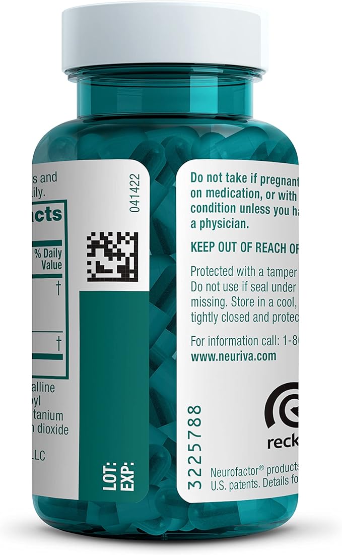 NEURIVA Original Decaffeinated Clinically Tested Nootropic Brain Supplement for Memory, Focus & Concentration, NeuroFactor & Phosphatidylserine, 28ct Capsules