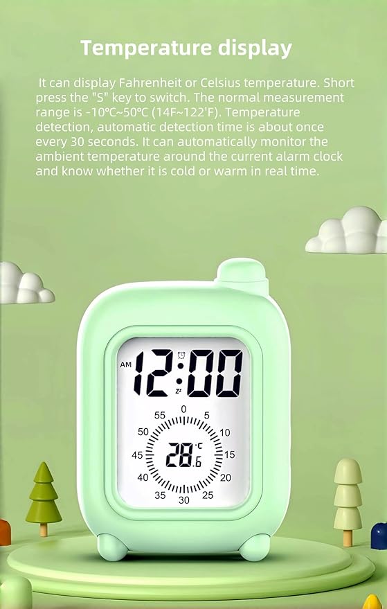 Visual Timer Clock, Digital Alarm Clocks with Temperature Display, Countdown, Date Display, Creative Learning Gifts for Children, Suitable for Gym, Study Rooms, Office and Kitchen