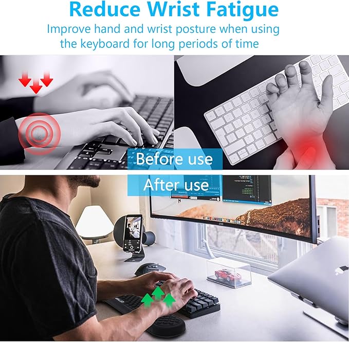 ELZO Wrist Rest for Keyboard, Soft Memory Foam Wrist Support, Ergonomic, Non-Slip for Computer Keyboard, Made Easy Typing & Relieve Wrist Pain, Black