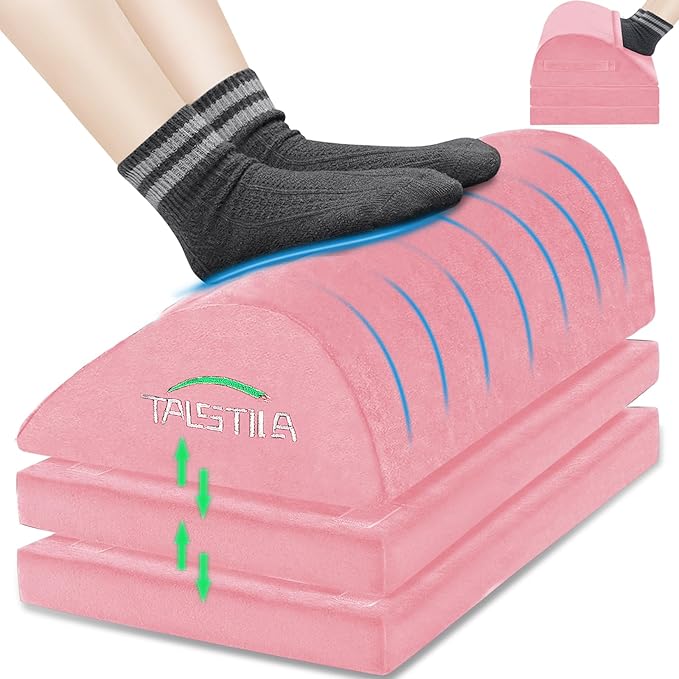 TALSTILA Foot Rest for Under Desk at Work, Under Desk Footrest, Ergonomic 3 Adjustable Heights Footrests, Footrest with Feet Warm Pocket, for Office Desks & Office Chair - Back & Leg Hip Pain Relief
