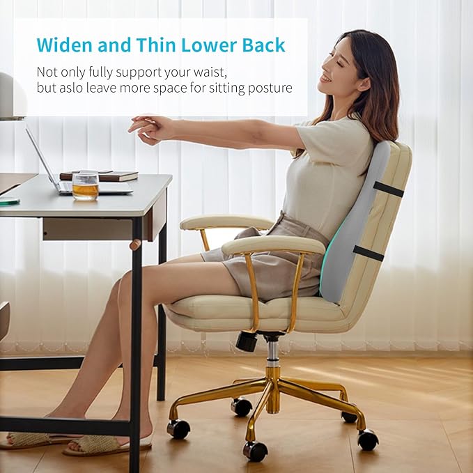 High Back Support Pillow for Office Chair Fully Support Entire Back for Pain Relief and Comfort - Memory Foam Lumbar Support Pillow for Office Chair,Computer,Recliner