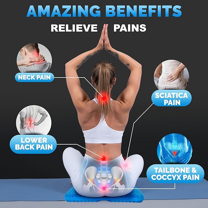 Gel Seat Cushions for Long Sitting- Extra Large & Ultra Thick(2 Inch) Orthopedic Chair Pad for Pressure Relief, Sciatica & Back Pain – Non-Slip, Cooling, Portable for Office, Car, Truck, Wheelchair