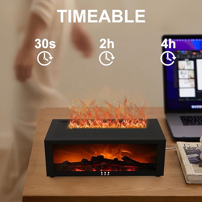 Fireplace Diffuser Humidifier,Fireplace Aromatherapy Essential Oil Diffuser, Ultrasonic Colorful Cool Mini Flame Fire Aroma Humidifier with Timer for Home,Bedroom,Office,Yoga