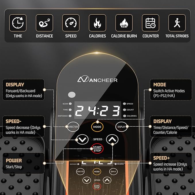 ANCHEER Under Desk Elliptical Machine, Electric Seated Pedal Exerciser Machine with 12 Adjustable Speed, Quiet & Portable, LCD Display Monitor, Remote Control, Leg Exerciser for Home Office