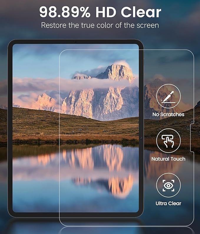 iGluz 2 Pack for iPad Pro 11"(4th 3rd 2nd 1st Gen) iPad Air 10.9"(5th 4th Gen) 9H+ Tempered Glass Screen Protector with Easy-Install Box[12FT Military Grade Shatterproof] HD Clarity,Scratch Resistant