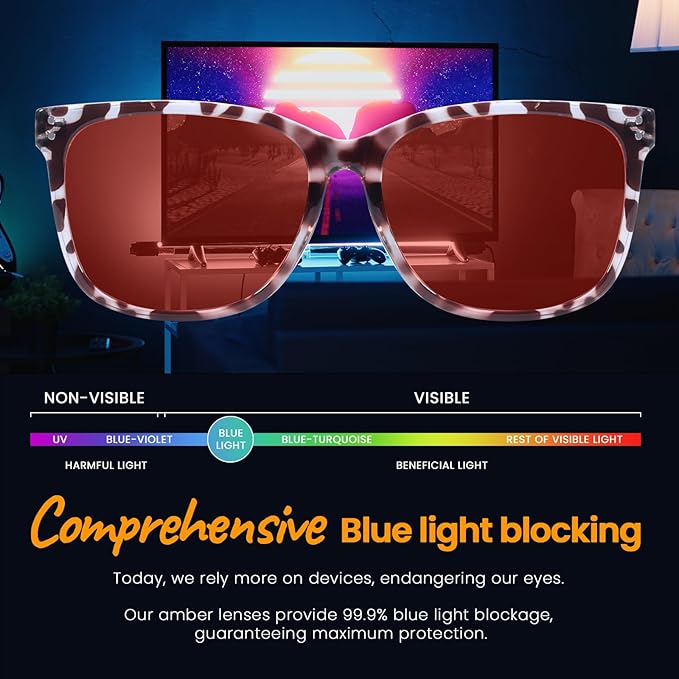 SODQW Gaming Blue Light Blocking Glasses for Men Women Reduce Eyestrain Orange Aviator Eyeglasses for Computer TV
