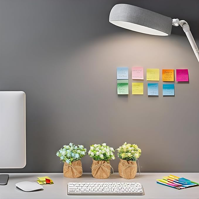 Velener Artificial Flowers in Small Burlap Bag Vases 3Pcs - Faux Flowers Farmhouse, Fake Plants Home Coffee Table Bookshelf Office Desk Decorations Kitchen Dining Room Indoor(White/Yellow/Blue)