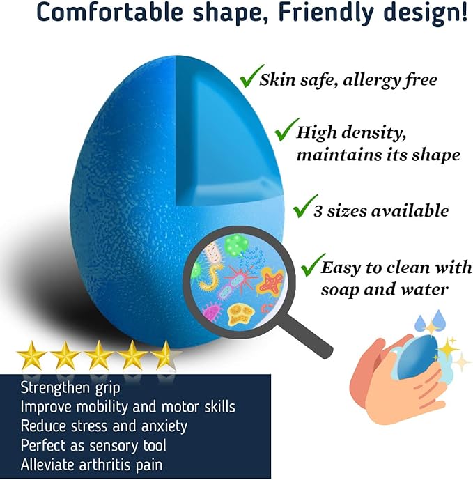 The Friendly Swede Stress Balls for Adults - 3 Squeeze Balls for Hand Therapy, Stress Relief & Strength; 3 Resistance Levels