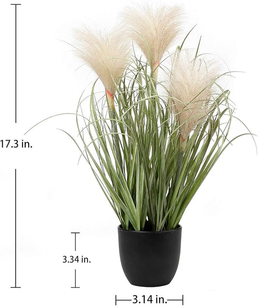 Briful Small Fake Plants 17" Faux Grass Plants Decor Artificial Potted Plants for Home Bathroom Office Desk Garden Indoor Decoration