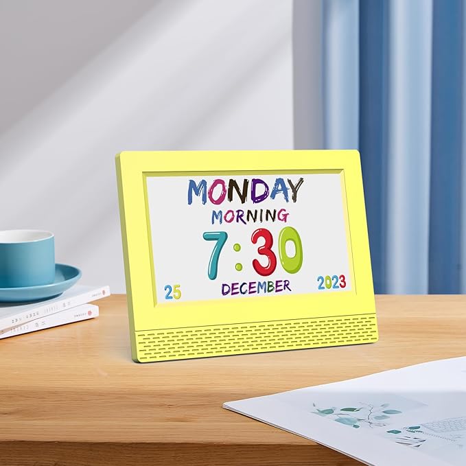 Kids Digital Alarm Clock Colorful, 7" Large LED Time Display Children's Sleep Trainer, Eye-Caring Digital Clock for Girls Boys Bedrooms Bedside, 17 Alarm Clock Settings Easy to Use Kids Birthday Gift