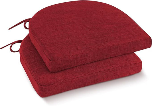 Chair Cushions for Dining Chairs with Ties and Removable Cover, Dining Kitchen Chair Pads with Non-Slip Bottom, High-Resilience Indoor Seat Cushions, 16'' x 16'' x 2'', Set of 2, Red