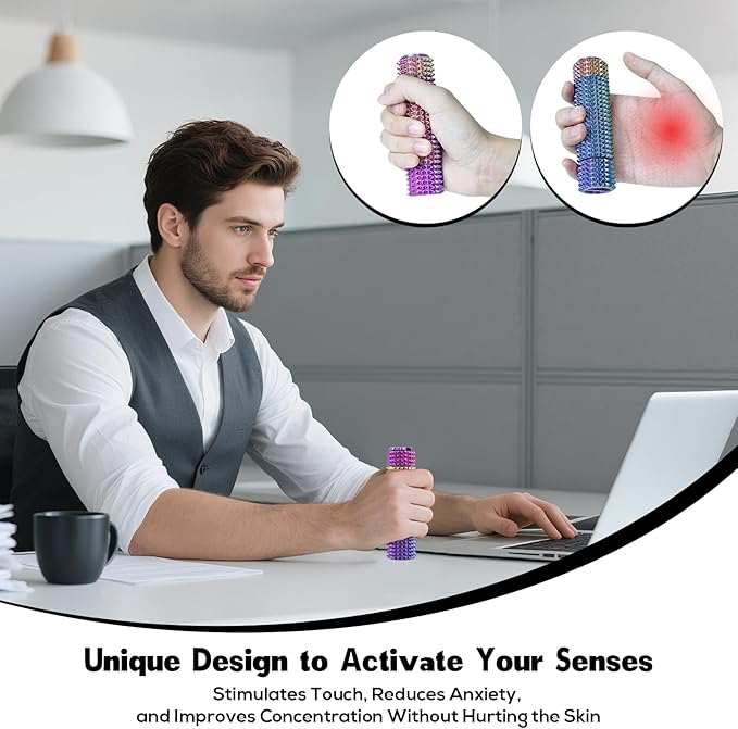 Little Pain Stim Ouchies Fidget Toys for Adults,3D Printed Spiky Pain Stim, Sensory Fidget for Stress & Anxiety Relief, ADHD, Autism,Office Desk Toys (Purple Yellow Blue)