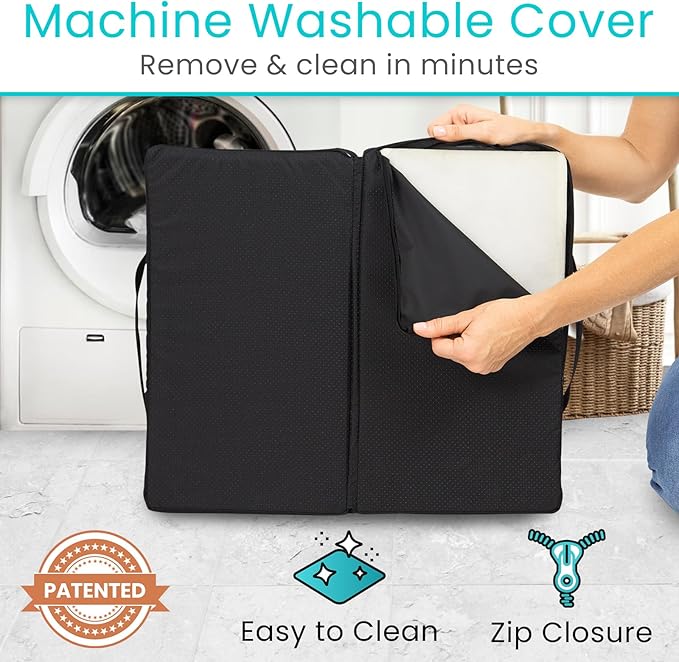 Vive Orthopedic Seat Cushion - Folding Wheelchair Cushion - for Stadium, Car, Office Chair Seat - Portable Coccyx Pad for Comfort Support Pillow for Sciatica, Lower Back, Tailbone Pain Relief