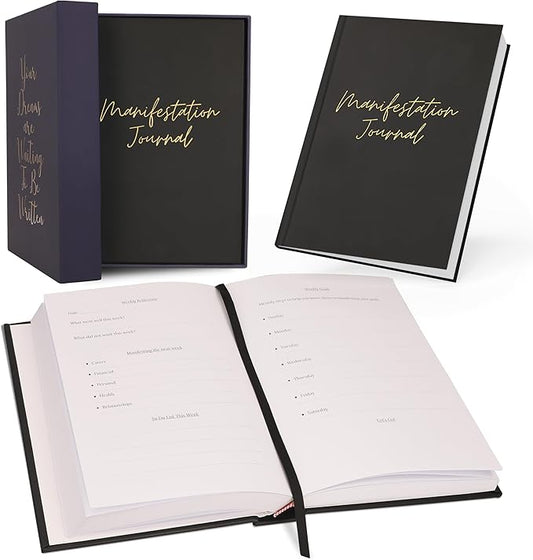 Manifestation Journal – 5 Minute Self Care Journal for Women – Guided Daily Planner Notebook w/Affirmations, Vision Board & Goal Setting – Hardcover Goal Planner for Manifesting Dreams