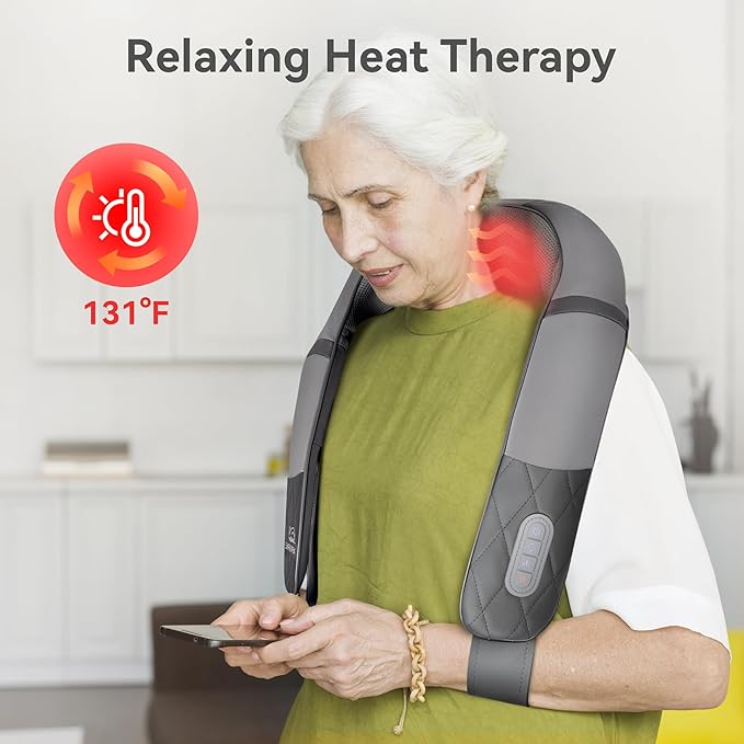 Snailax Shiatsu Neck Shoulder Massager,Back Massager with Soothing Heat,Electric Deep Kneading Neck Back Massage Pillow,Gifts for Men Women