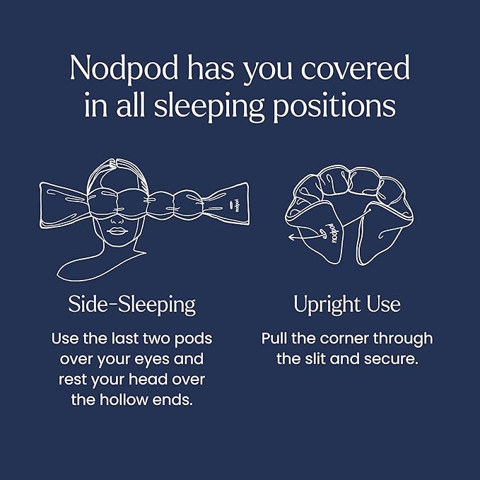 Nodpod Gentle Pressure Silk Sleep Mask | Patented Light Blocking Design for Sleeping, Travel & Relaxation | Bead Filled, Machine Washable (Sapphire)