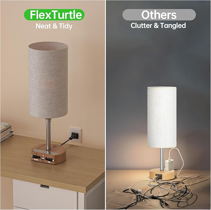 Bedside Lamp with Retractable Charging Cords, 74W Fast Charging Nightstand Lamp, 3-Way Dimmable Touch Lamp with LED Bulb, 4 in 1 Charging Station for iPhone, iPad, Desk, Office